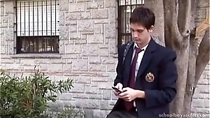 Skinny schoolboy twink drills fat hairy bear on the bed