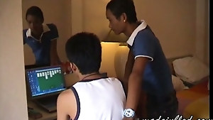 Young Indian teen twink gets massaged by friend before shower