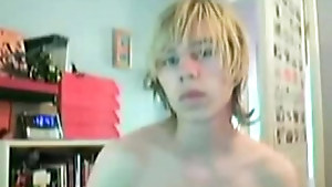 Blonde twink with a long hair loves using sex toys